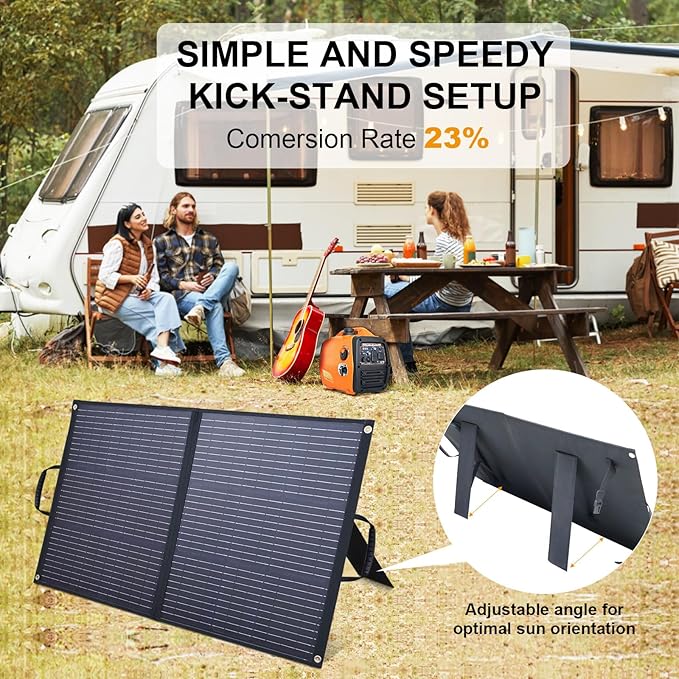 Portable Solar Panel Charger, High-Efficiency Foldable Solar Charger Power Station, QC3.0 USB-A & Type-C DC Output IP65 Waterproof for Camping Outdoor Home RV Blackout Cloudy (120W)