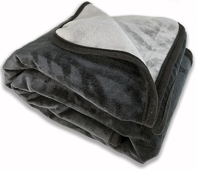 Waterproof, Super Soft, Leak Proof, Totally Pee Proof, EZ-Wash, Durable (80"x60", Black/Grey) Two-Color Reversable, 3 Layer Blanket, Adults, Pets, Dogs, Cats