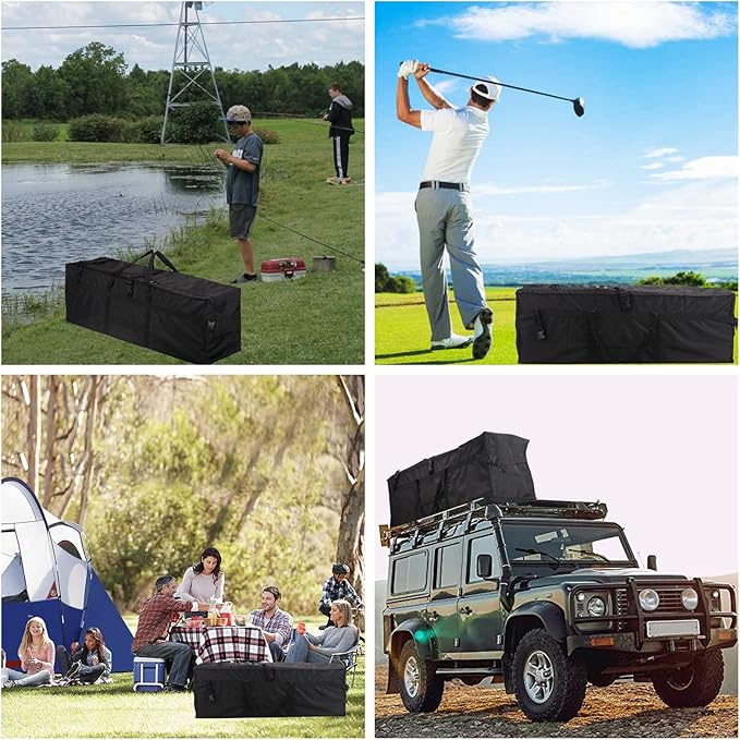 43" Sports Duffle Bag, RicoRich 150L Extra Large Travel Duffel Luggage Bag with Upgrade Zipper, Durable & Water Resistant for Camping Tent Fishing Beach tote (Black)