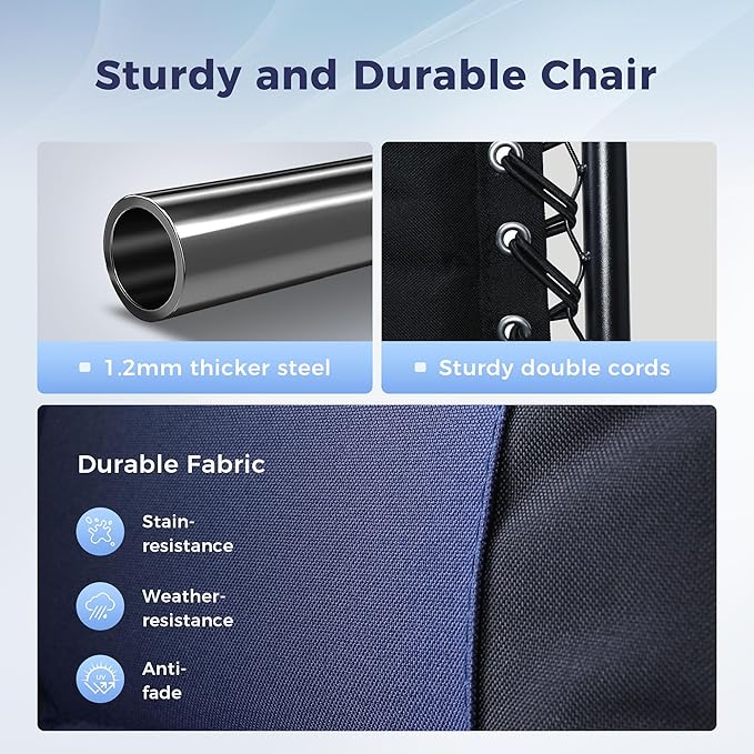 MAISON ARTS Padded Zero Gravity Lawn Chairs Set of 2 Foldable Patio Recliners Anti Gravity Lounge Chairs w/Pillow & Cup Holder Outdoor Camp Chairs for Poolside Backyard Beach, Blue