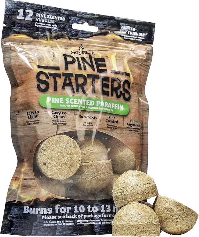 Pine-Scented Fire Starters (12-Pack) Clean & Chemical-Free | Fresh Pine Fragrance | Waterproof Fire Starters for Indoor Fireplace, BBQ, Campfire, Wood Stove, Chimney, Fire Pit, Grill, Smoker, Bonfire