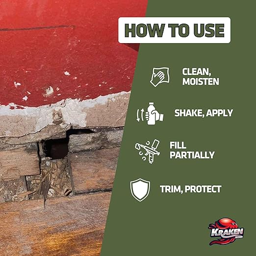 Kraken Bond Expanding Spray Foam Sealant - (1x24oz) Polyurethane Foam Sealant for Gaps & Cracks with, Paintable Foam Filler for Wall Holes, Gun Use | Gun&Cleaner Included - Pestblock -1 Pack