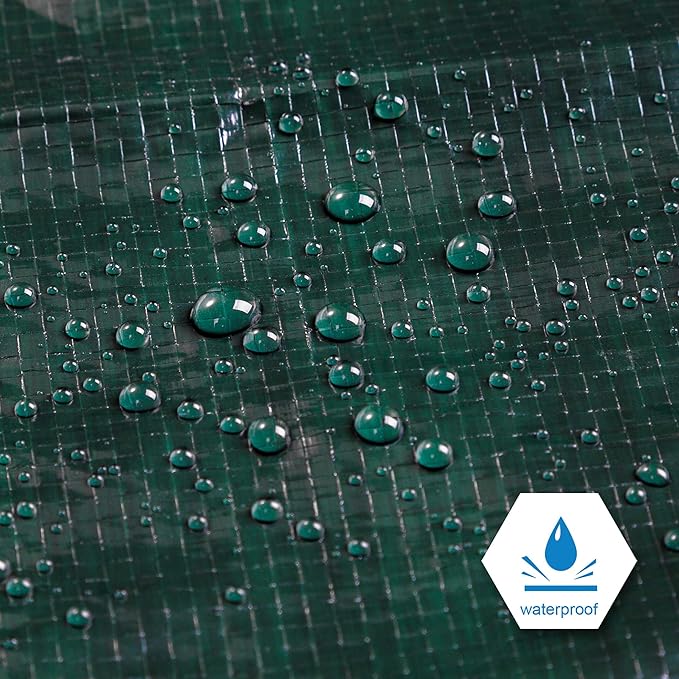 CARTMAN Finished Size 14x20 Feet Waterproof Green Tarp 8 Mil Thick, Multipurpose Protective Cover for Emergency Rain Shelter Camping Tarpaulin