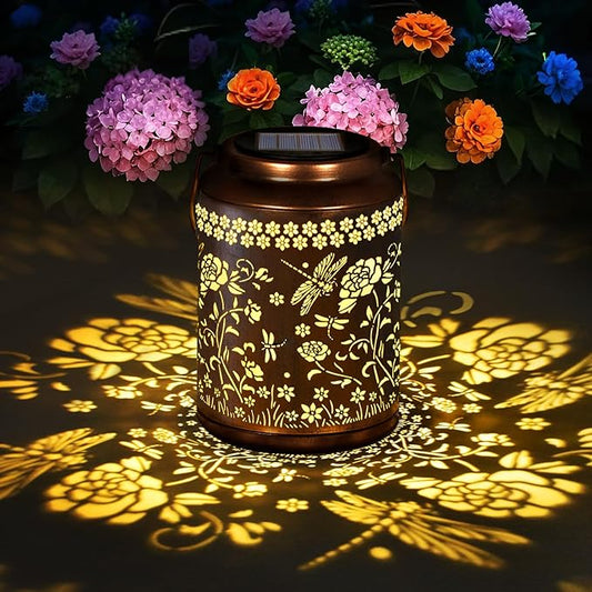 Solar Lanterns Outdoor Waterproof, Dragonfly Garden Decor for Yard Porch Lawn Patio Pathway, Hanging Solar Lights Birthday Gifts for Women Mom Grandma Sister Friend