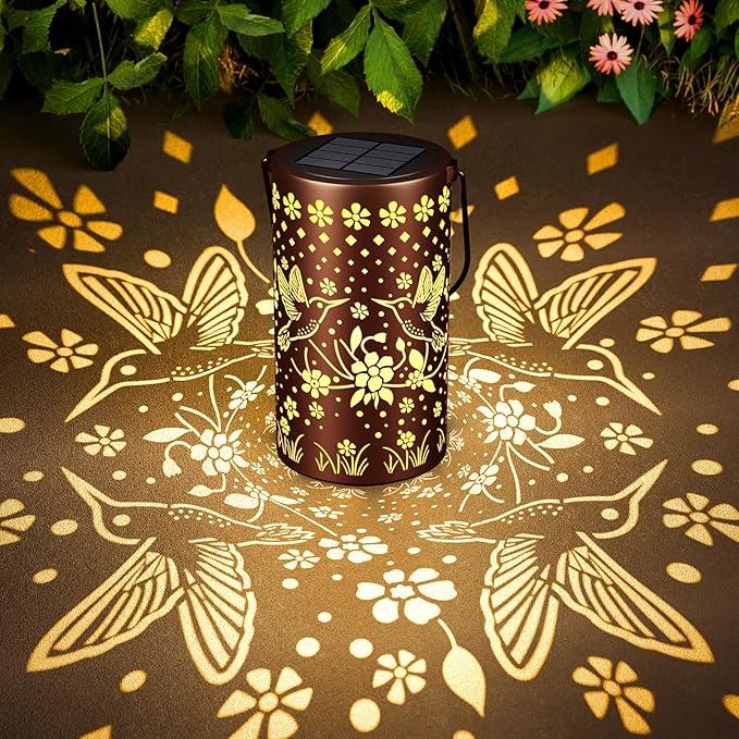 Hummingbird Solar Lanterns Outdoor Waterproof: Gardening Decor Unique Birthday Christmas Gifts for Women Mom Grandma - Hanging Solar Lights with 2 Modes Yard Patio Pathway Porch Decorations - 1 Pack
