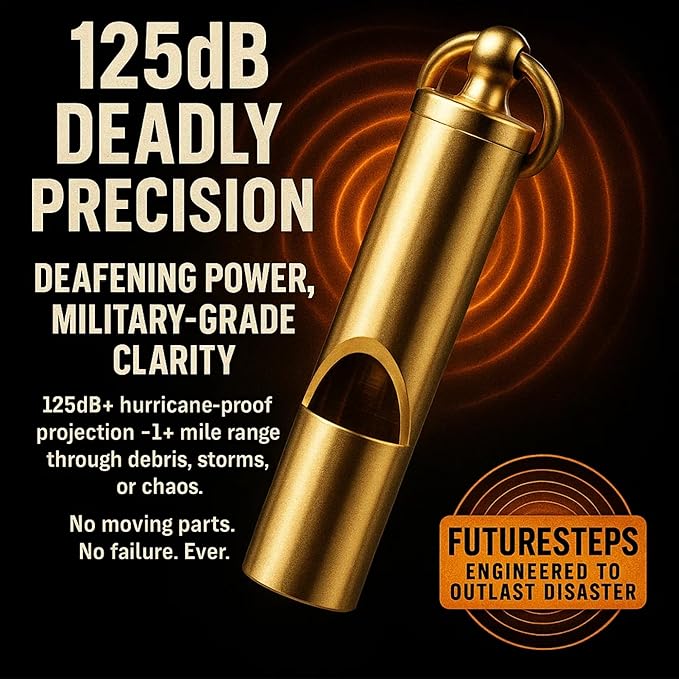 Loudest Brass Whistle Best Premium Emergency Whistle 125db+ One Piece Outdoor Survival Whistle On Key-Chain or Hang Around Your Neck and Carry it Anywhere!