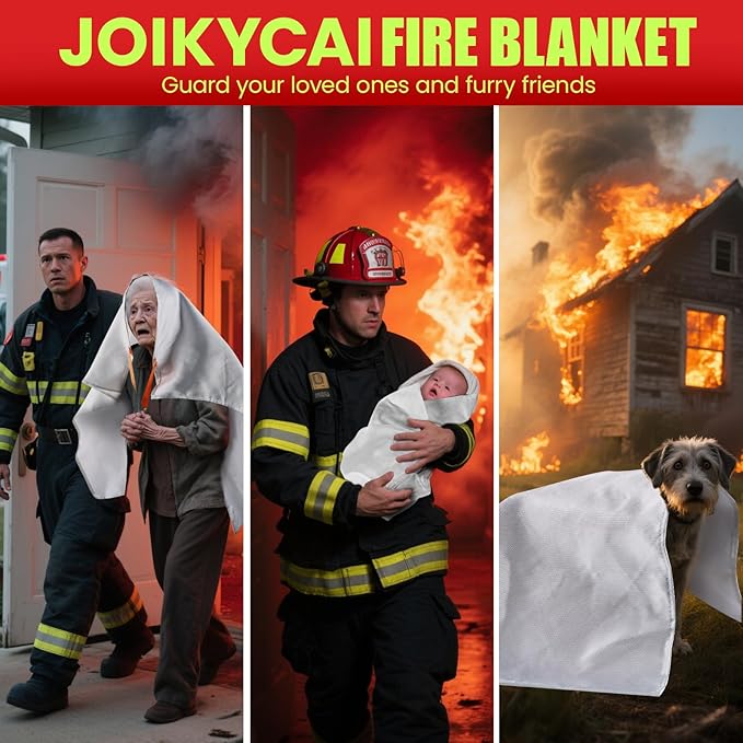 Emergency Fire Blanket Fire Suppression Blanket for Kitchen Fiberglass Fire Blanket Fireproof Blanket Grill Home School Fireplace Car Office Warehouse House Camping Metal Hooks Whistles 40"x40" 5 Pack