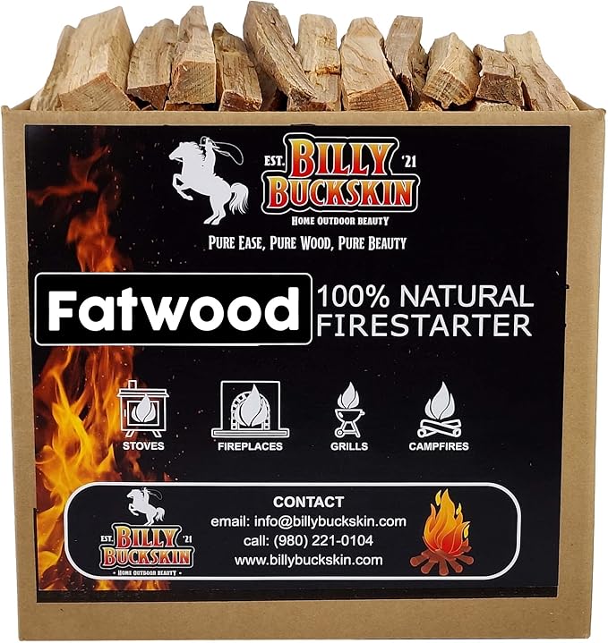 10 lbs. Fatwood Fire Starter Sticks, Perfect Firestarters for Firepit, Campfires, Fireplaces, Bonfires, BBQ, Wood Stoves, Easy Ignition with Just 2 Sticks for Camping, Camping Essentials(10 Pound Box)