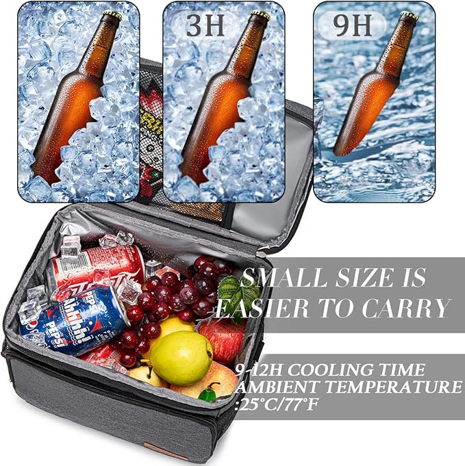 TuErcao Insulated Cooler Bag 6/24 Can Collapsible Leakproof Soft Sided Cooler for Car, Portable Foldable Small Ice Chest for Beach Camping Picnic Travel, 5/15qt Lunch Box for Men Work