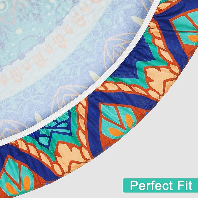 Round Tablecloth Fitted Elastic Table Cover Waterproof Table Cloth for Dinner, Party, Picnic,Camping, Round Table Cover for Indoor Outdoor