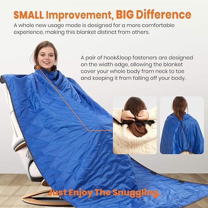 4-in-1 Large Outdoor Blanket - Waterproof & Windproof Thickened Warm Fleece Camping Blanket for Stadium, Hiking, Sporting Events - 81"x57", Packable (Sapphire Blue)