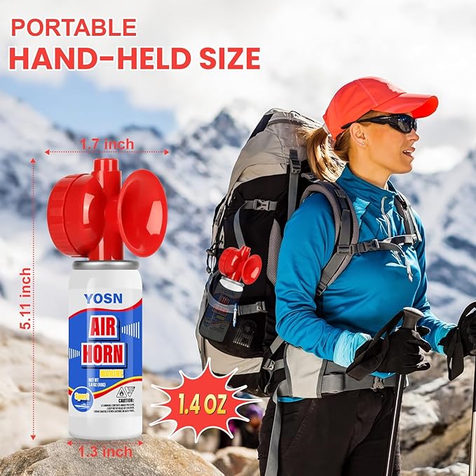 Marine Boat Air Horn 1.4oz, Loud Mini Handheld Air Horns for Safety, Mini Small Compressed Can Blow Fog Bear Horn, Emergency Use for Boating, Hiking, Camping, Sporting Events Outdoor Alarm (2PCS)