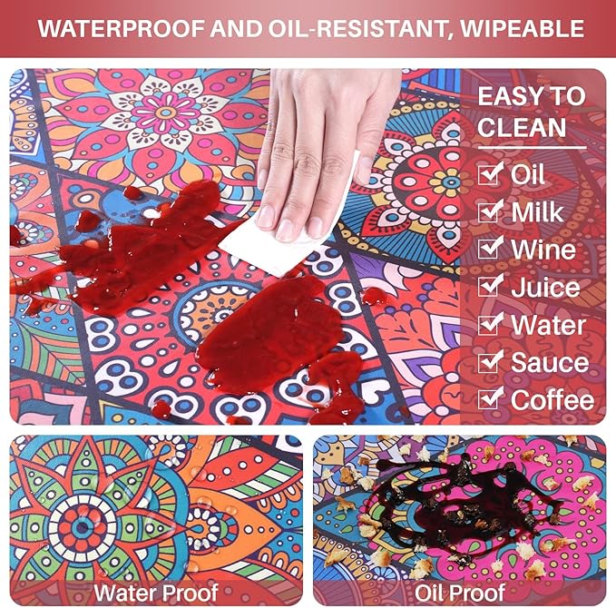 Picnic Table Cover with Bench Covers Fitted Wrinkle Free Camping Table Cloths Hiking Glamping Supplies Travel Trailers Cooking Essential Holiday Festival Decor Gifts for Adult Who Want Nothing