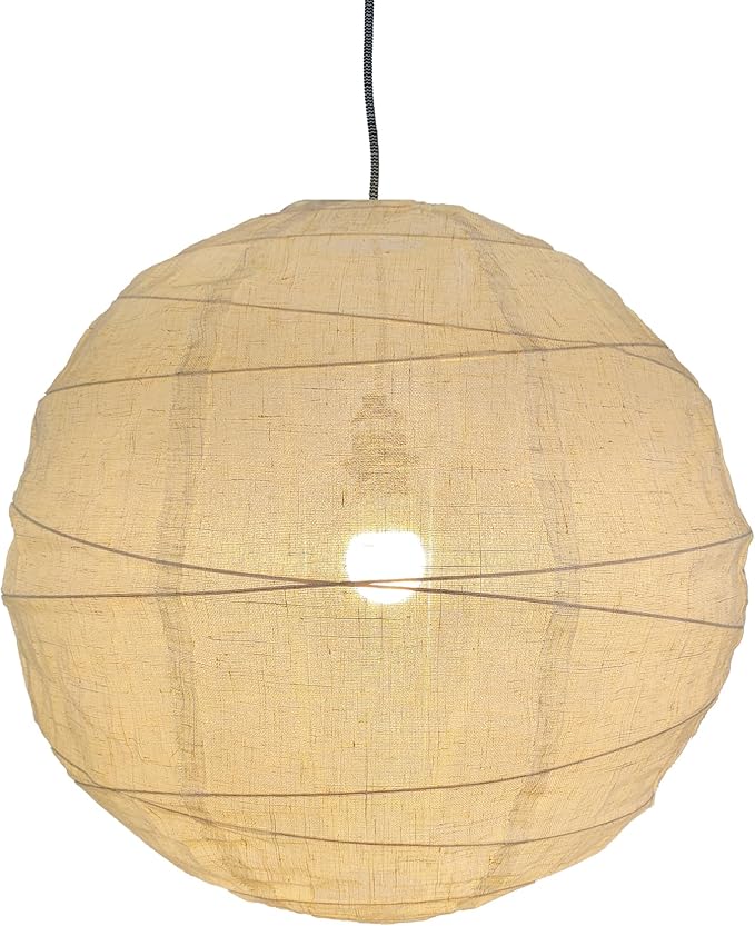 Hytsoeee(19.69Inch) Large Round Linen Fabric Lantern, Beige Foldable Hanging Fabric Lantern Lamp Shade,Handmade Linen Cloth Lanterns Pendant Light Shade for Home, Leisure Places, Ceiling Decor