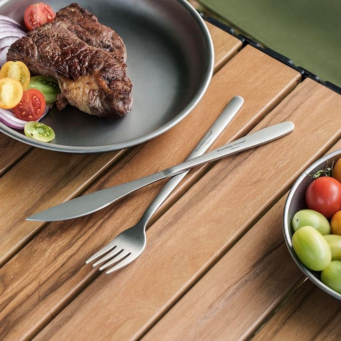 Boundless Voyage Titanium Cutlery Set Portable Camping Tableware Chopsticks Knife Fork Spoon Set for Home Travel (3 PCS SET)