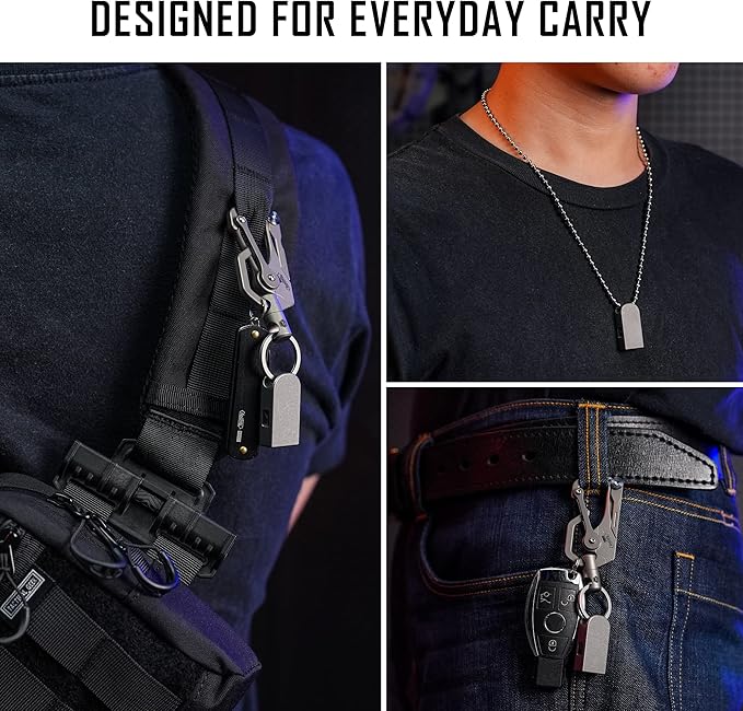 KeyUnity Titanium EDC Whistle Outdoor Emergency Whistle for Keychain, Comes with Necklace to Hang on Neck