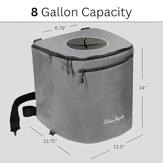 Portable Trash Can for Boating and Camping - Durable and Collapsible with Inner Bin - Kayak, Fishing, Beach, Hiking and Camping Essentials, Boat Accessories 8 Gallon Trash Can (Grey)