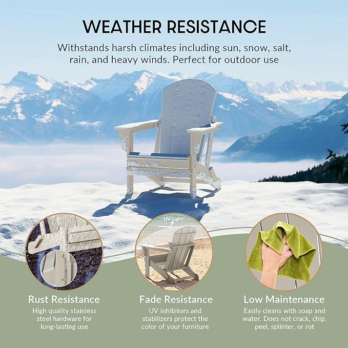 WestinTrends Malibu 4-Piece Set Outdoor Folding Poly Adirondack Chair, Sand