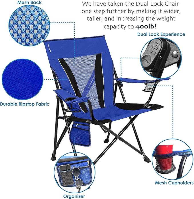 Kijaro XXL Dual Lock Portable Camping Chair - Supports Up to 400lbs - Enjoy The Outdoors in a Versatile Folding Sports & Outdoor Chair