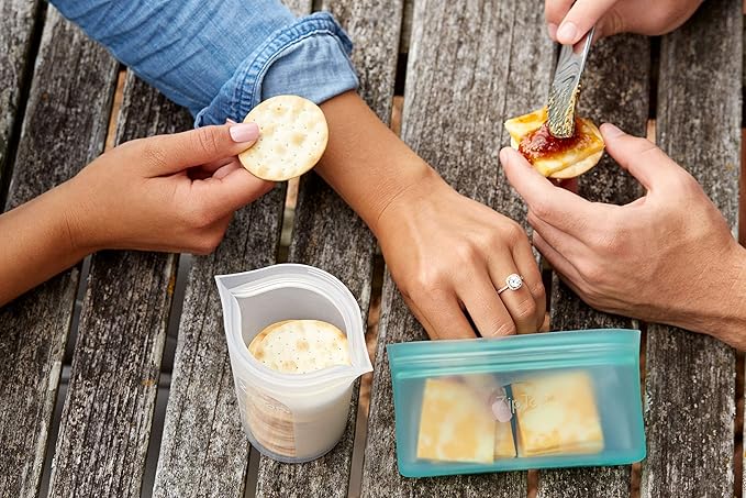 Zip Top Reusable Food Storage Bags | Snack Bag [Lavender] | Silicone Meal Prep Container | Microwave, Dishwasher and Freezer Safe | Made in the USA