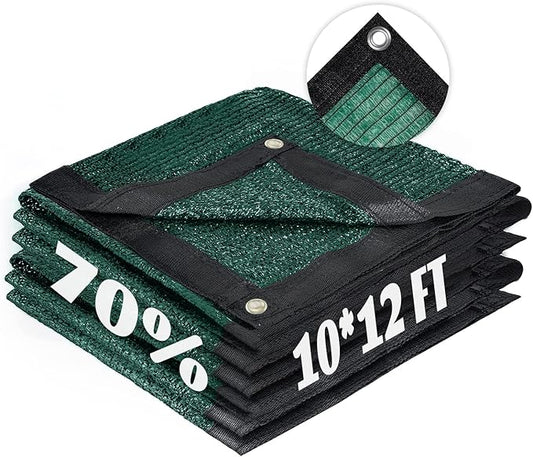 Cool Area 70% Sun Shade Cloth Mesh Tarp with Grommets for Plant Cover 10x12ft Patio Canopy Garden Pergola Greenhouse Car Barn Kennel Green
