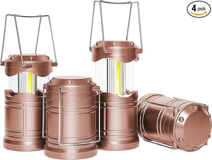 Lichamp LED Camping Lantern, 4 Pack Battery Powered Flashlight for Power Outages, Portable Collapsible Hanging Light Essential for Home, Outdoor, Emergency Lamp Survival Kit Gear for Hurricane,B4RG