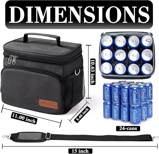 TuErcao Insulated Cooler Bag 6/24 Can Collapsible Leakproof Soft Sided Cooler for Car, Portable Foldable Small Ice Chest for Beach Camping Picnic Travel, 5/15qt Lunch Box for Men Work
