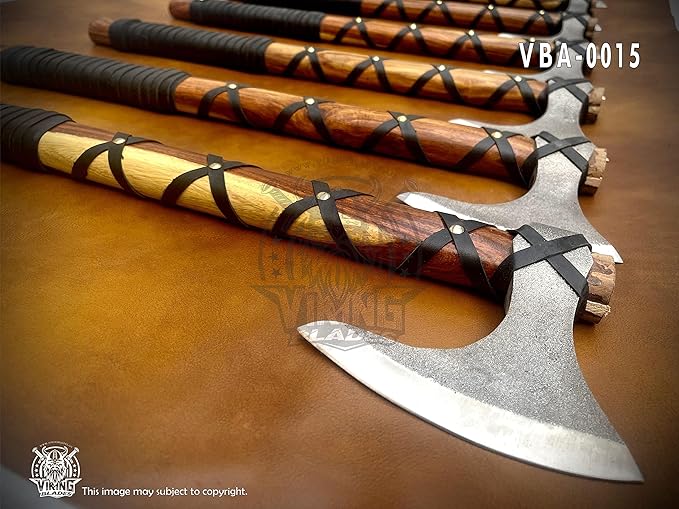 SHINY CRAFTS -Norse Viking Axe, Hatchet with Leather Sheath Best Tomahawk Viking Hatchet- Viking Bearded Axe, Camping Axe, Gift for Him with Sheath (SCAH 15)