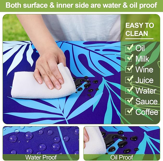 Picnic Table Cover with Bench Covers Camping Essentials Waterproof Windproof Camping Tablecloth with Drawstring Bag, Fitted Rectangle Tables and Seats, 60in, Dark Blue