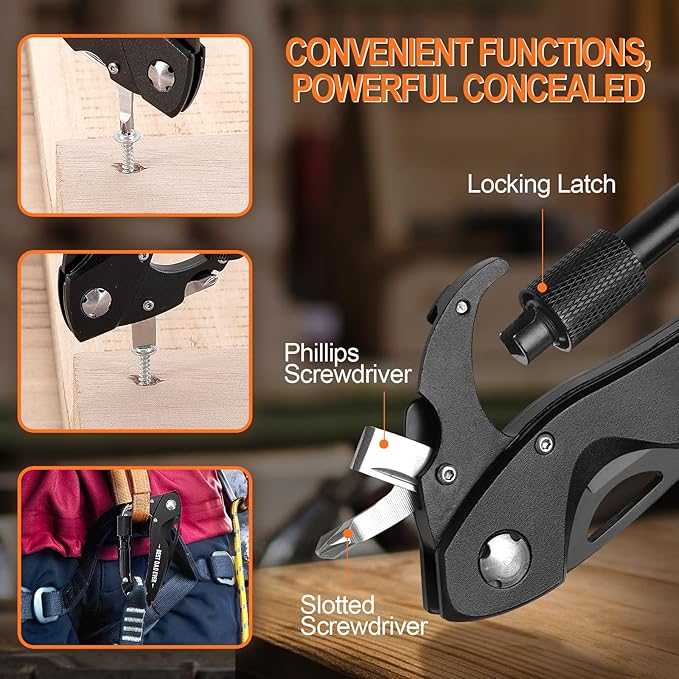 Birthday Gifts for Dad Him Husband, Multitool Carabiner With "Best Dad Ever", EDC Carabiners with Folding Knives, Bottle Opener, Window Breaker and Screwdriver, Survival Gear for Camping Hiking