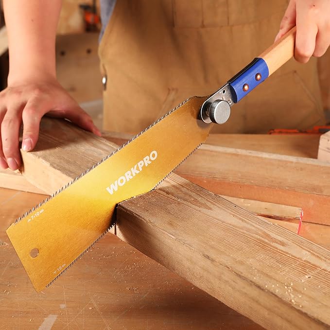 WORKPRO 10 Inch Japanese Pull Saw, Double-Edged Hand Saw for Wood Cutting with 7-10&18 TPI, SK5 Flexible Blade, Non-Slip Beech Handle for Woodworking