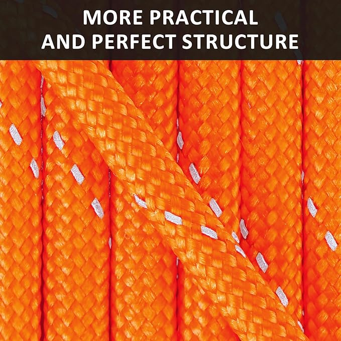 WEREWOLVES Reflective Paracord Rope 7 Strand Type III Parachute Cord 4mm 100ft / 200ft for Tent Camping Hiking Fishing Survival Tactical Clothesline DIY Projects