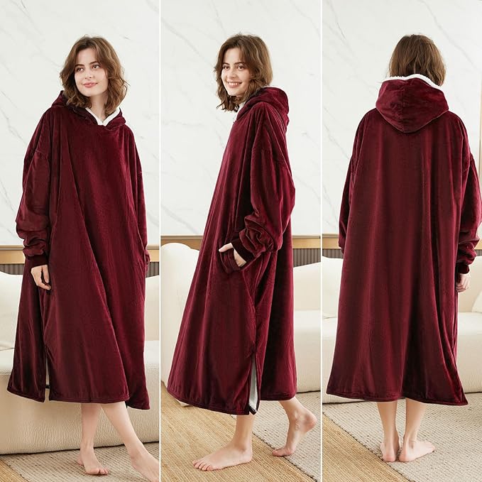 LetsFunny Blanket Hoodie,Oversized Wearable Sherpa Fleece Blanket Sweatshirt,Super Soft Warm Cozy with Giant Pocket,Gifts for Women Men Adults Teenagers Kids, One Size Fits All