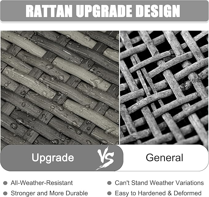 LayinSun 8 Piece Patio Furniture Set with Fire Pit Table, Outdoor Conversation Sets Wicker Rattan Sectional Sofa with Coffee Table