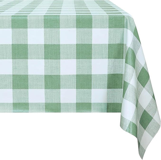 Romanstile Square Plastic Tablecloth, 100% Waterproof Oil-Proof Checkered PVC Table Cloth, Heavy Duty Vinyl Table Cover for Dining, Camping, Picnic, Outdoor - 54 x 54 Inch, Sage Green