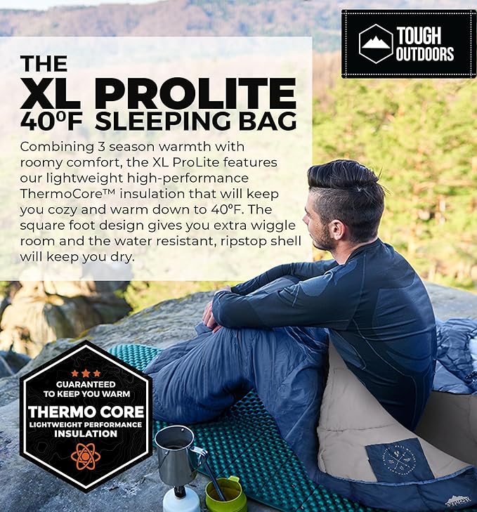 Tough Outdoors Sleeping Bags for Adults & Kids Sleeping Bags Girls Boys Teens - Camping Sleeping Bag for Backpacking- Cold Warm Weather & Summer Sleeping Bag - Lightweight Waterproof Compact Sleep Bag