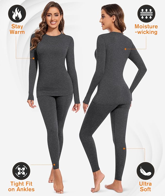 BESTENA Thermal Underwear for Women Base Layer Cold Weather Thermal Set Long Johns Women Thermal Set