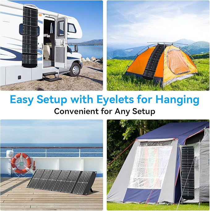 Extreme Lightweight and Compact Foldable Ecosonique 100W Portable Solar Panels Charger for Camping Power Station, Solar Generators, Cell Phones with USB QC3.0, Type-C PD3.0, Anderson and XT60 DC 20V