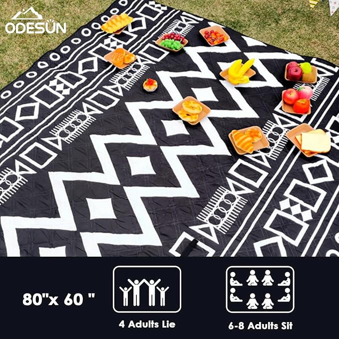 80"x60" Waterproof Picnic Blanket Large Outdoor Camping Blanket Foldable Picnic Camping Blanket Thicker Machine Washable Picnic Mat Portable Wearable for Picnics, Camping