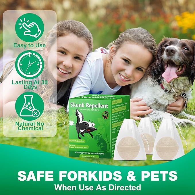 24 Pack Skunk Repellent Outdoor, Natural Peppermint Skunk Repellent Ball Humane Keep Skunk, Squirrel, Mouse, Mole Away from Yard Garden Lawn, Powerful Skunk Deterrent Outdoor