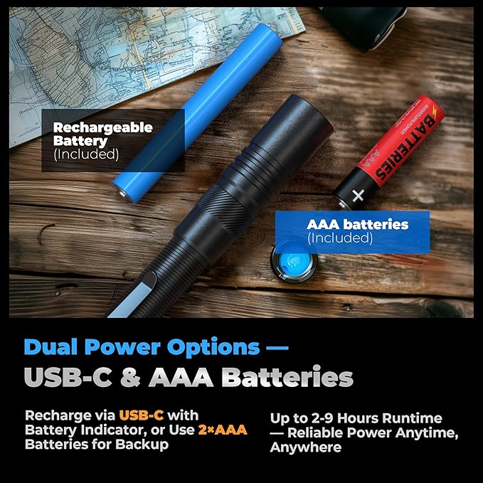 Rechargeable Pen Light Flashlight, 800LM Zoomable Pocket Flashlights with Clip Dual Modes LED Pen Flashlight Battery Powered Waterproof Bright Flashlights for Outdoor Home Emergencies (1, Black)