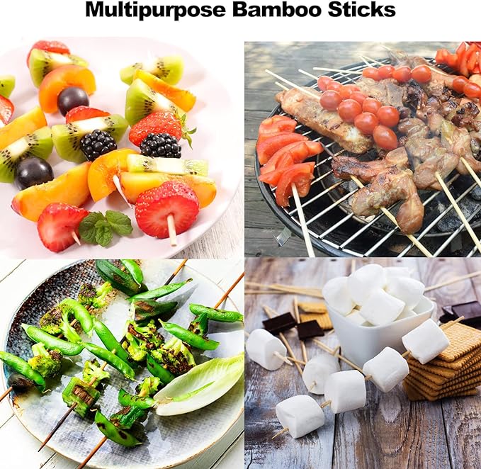 1000 PCS Bamboo Skewers, 12 Inch Wooden Skewer for Appetizers, Fruit, Kebabs, Grilling Barbecue, Mini Burger, Sausage, Cocktail Picks for Drinks, Long Toothpicks, Food Sticks Natural, Kitchen Gadget