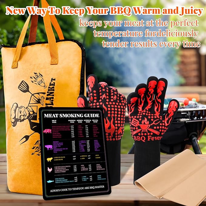 BBQ Blanket for Resting Meat-BBQ Accessories for Grilling Kit-Resting Bag for Smoked Meat-Grill Mats for Outdoor Grill Cooking Utensils Set Grilling Gifts for Men (4 Pack)