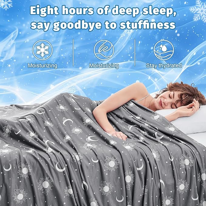 inhand Cooling Throw Blanket (50"x60") - Cooled Blankets for Hot Sleepers Lightweight Breathable Summer Blanket for Sleeping Night Sweats to Keep Cool in The Heat -Dark Grey-Sky