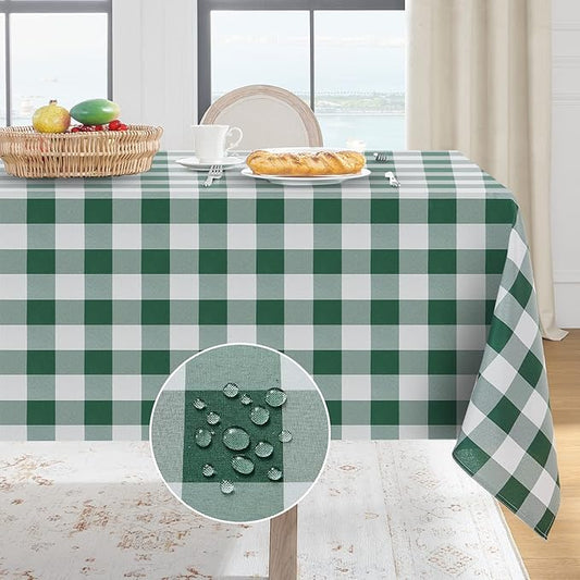 Softalker Gingham Checkered Rectangle Tablecloth - Waterproof Buffalo Plaid Table Cloth Stain Resistant Washable Table Cover for Picnic/Camping/Outdoor - Hunter Green, 60 x 120 Inch