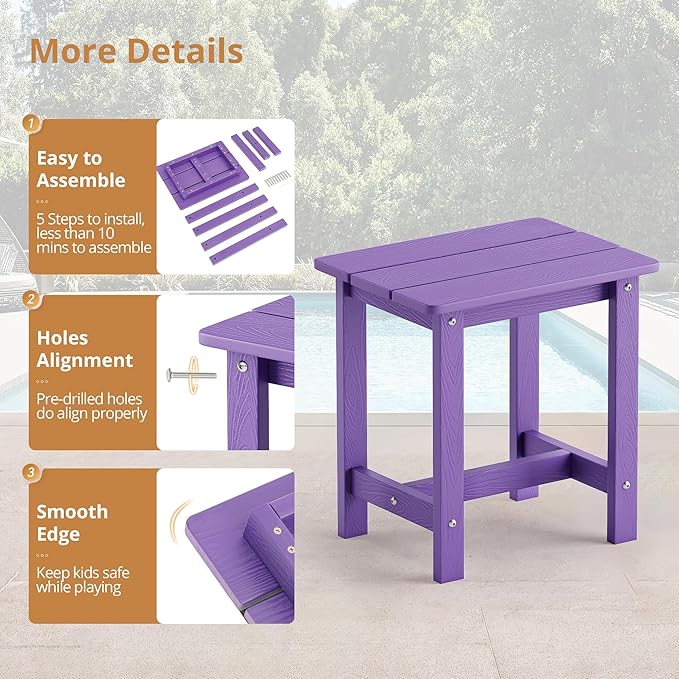 LUE BONA Outdoor Side Table, Purple