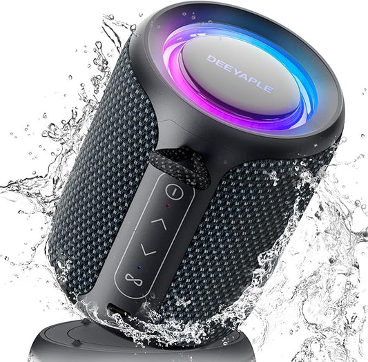 Bluetooth Speaker Wireless,IP67 Waterproof & Dustproof Portable Speaker with Lights,15W Loud Stereo Sound, 2500mAh Battery All Day Playtime, TWS Pairing, BT5.3, Home/Party/Outdoor/Beach (Blue Black)