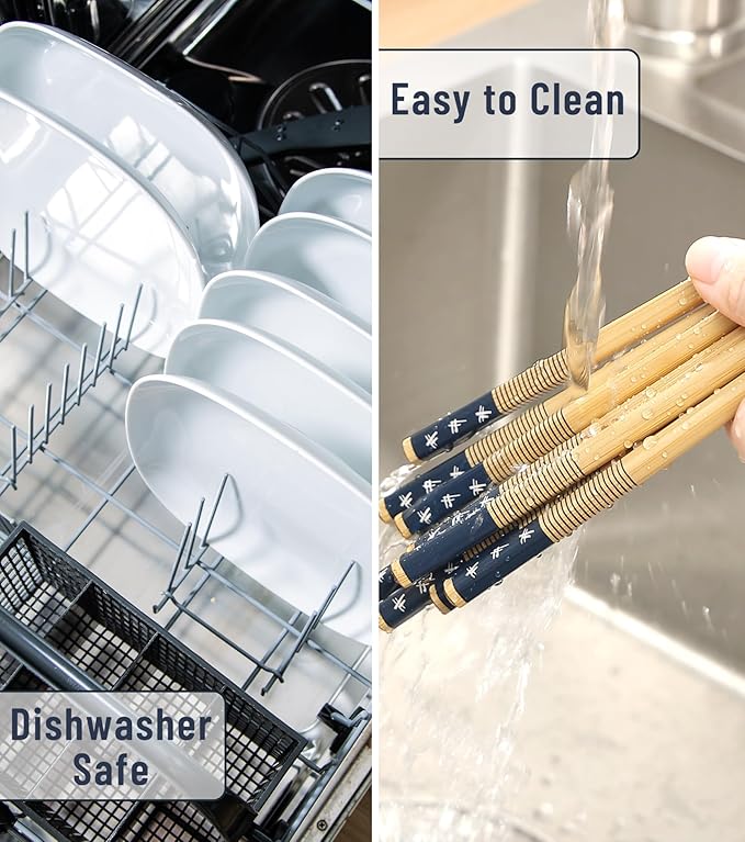 100 Pairs Bamboo Chopsticks Reusable | Dishwasher Safe | Durable | Separated | Bulk | Non slip | - （9.45in）