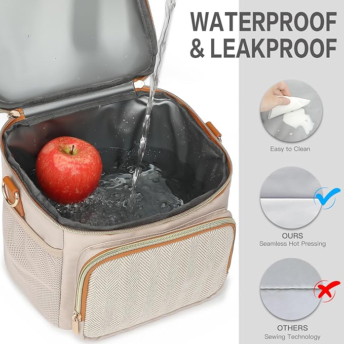 Tuguan Small 12 Can Cooler Bag Double-Layer Premium Portable Insulated Leakproof Lunch Bag Box with Ice Pack Mini Ice Chest Travel Soft Side Cooler for Picnic Hiking Beach Camping