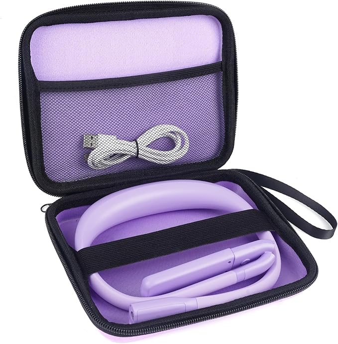 Purple Neck Light with Storage Case, 10-80Hrs Eye-friendly Book Reading Lamp, Knitting Crochet Sewing Craft Light Rechargeable Adjustable, Christmas Birthday Gifts for Book Lovers Knitters Crafters